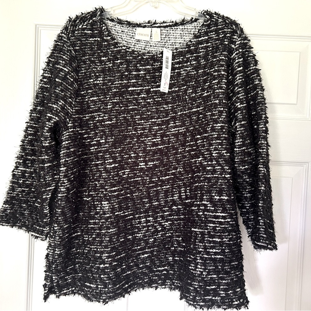 Chicos, size 3/XL, black and white textured sweater